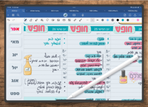 hebrew digital planner weekly spred example