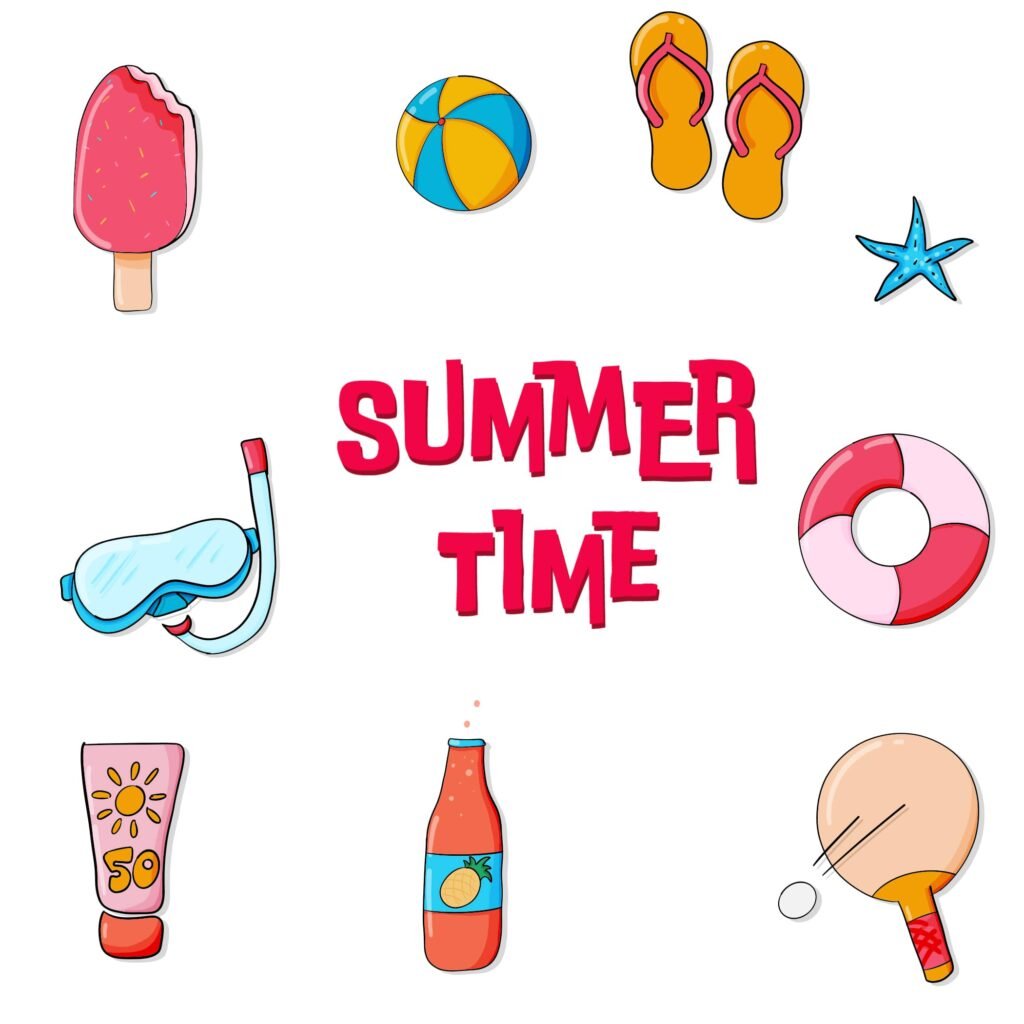 Free summer Digital Stickers for Digital planner and Notebooks